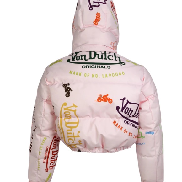 NWT PINK VON DUTCH CROP PUFFER JACKET - Picture 4 of 9